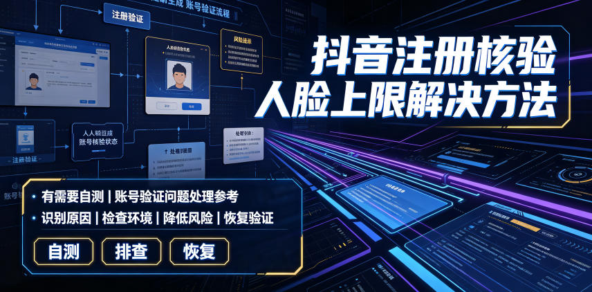 抖音注册核验人脸上限解决方法，有需要自测-dabaowz