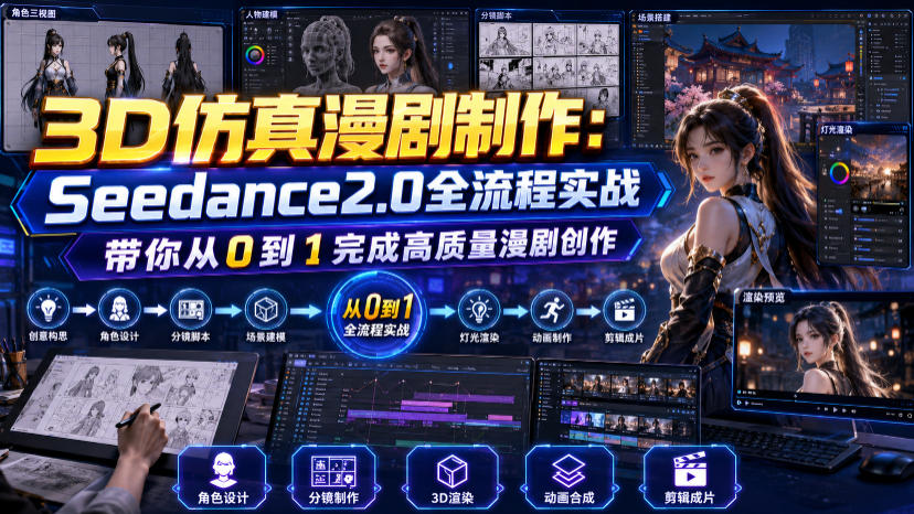 3D仿真漫剧制作：Seedance2.0全流程实战，带你从0到1完成高质量漫剧创作-dabaowz