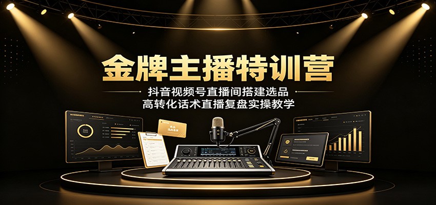 金牌主播特训营：抖音视频号直播间搭建选品，高转化话术直播复盘实操教学-dabaowz