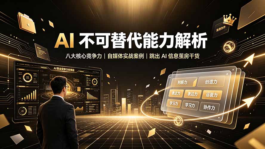 付费文章：AI 不可替代能力解析▸八大核心竞争力｜自媒体实战案例｜跳出 AI 信息茧房干货-dabaowz