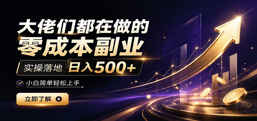 大佬们都在做的零成本副业，实操落地日入500+，小白一秒上手-dabaowz