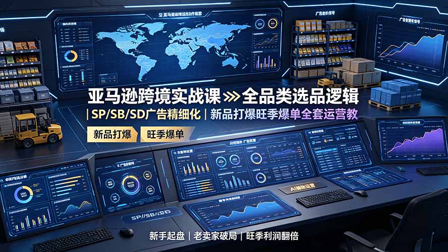 亚马逊跨境实战课：全品类选品逻辑｜SP/SB/SD广告精细化｜新品打爆旺季爆单全套运营教程-dabaowz