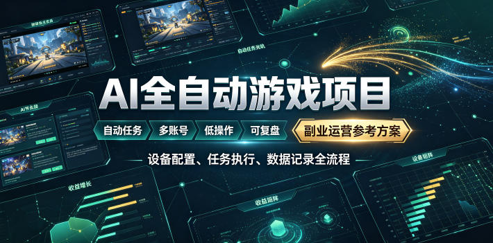 AI全自动游戏躺賺副业：日入几百，稳定运行三年的项目！【揭秘】-dabaowz