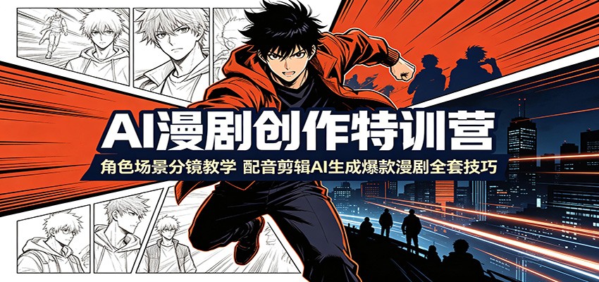 AI漫剧创作特训营：角色场景分镜教学，配音剪辑AI生成爆款漫剧全套技巧-dabaowz