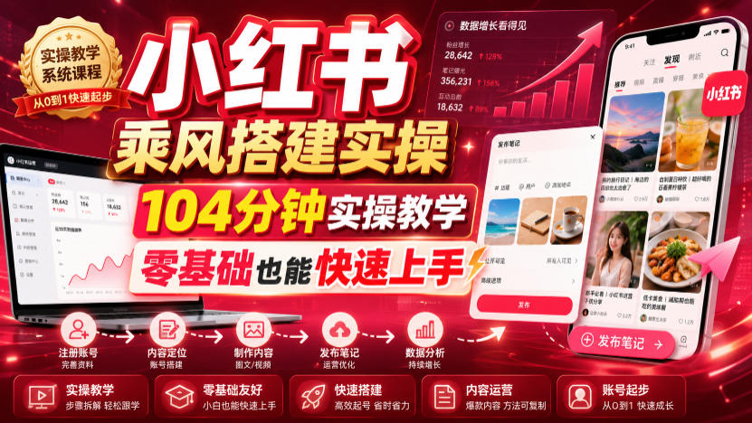 小红书乘风搭建实操，104分钟实操教学，零基础也能快速上手-dabaowz