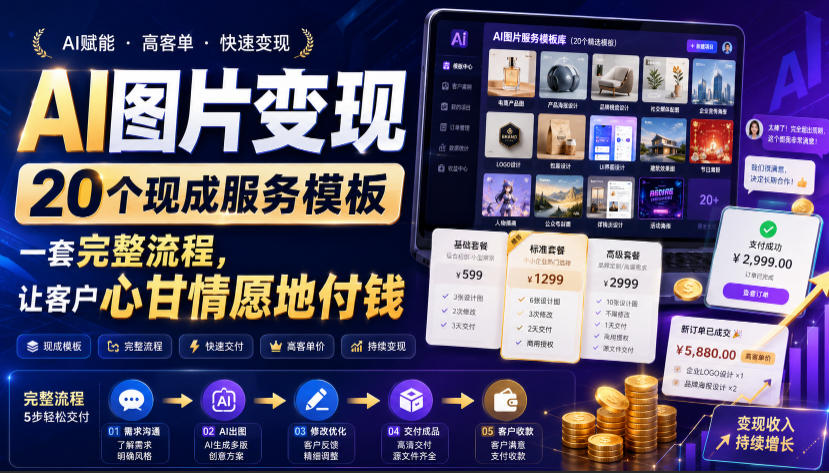 AI图片变现，20个现成服务模板，一套完整流程，让客户心甘情愿地付钱【原创双语字幕】-dabaowz