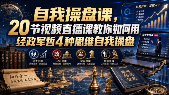 自我操盘课，20节视频直播课教你如何用经政军哲4种思维自我操盘-dabaowz