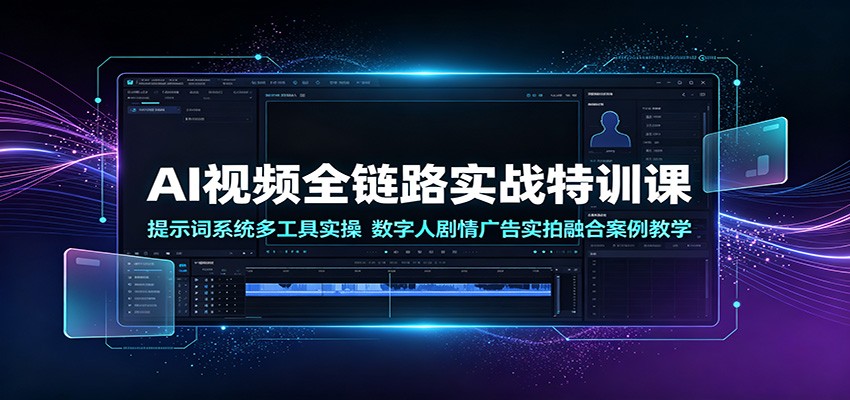 AI视频全链路实战特训课：提示词系统多工具实操，数字人剧情广告实拍融合案例教学-dabaowz