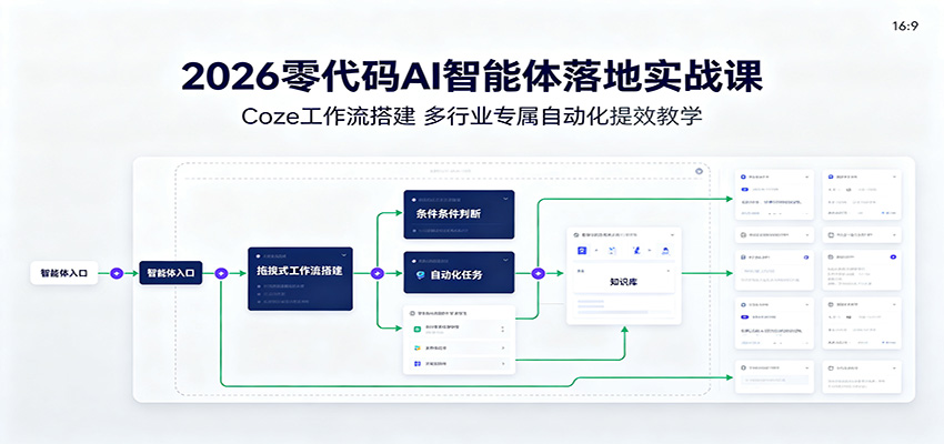 2026零代码AI智能体落地实战课：Coze工作流搭建，多行业专属自动化提效教学-dabaowz
