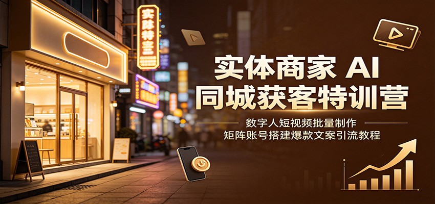 实体商家AI同城获客特训营：数字人短视频批量制作，矩阵账号搭建爆款文案引流教程-dabaowz