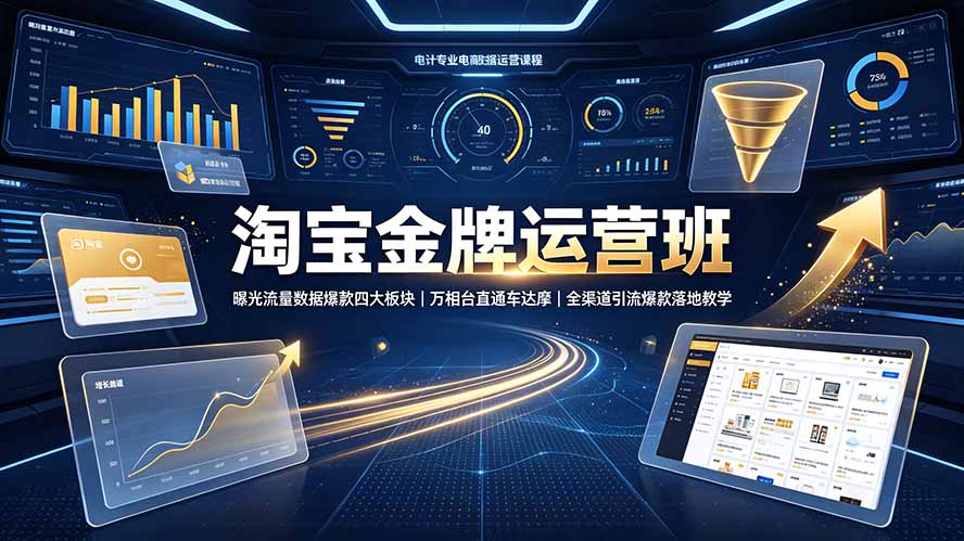 淘宝金牌运营班-7月：曝光流量数据爆款四大板块｜万相台直通车达摩｜全渠道引流爆款落地教学-dabaowz
