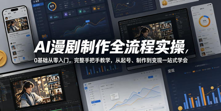 AI漫剧制作全流程实操，0基础从零入门，完整手把手教学，从起号、制作到变现一站式学会(更新)-dabaowz