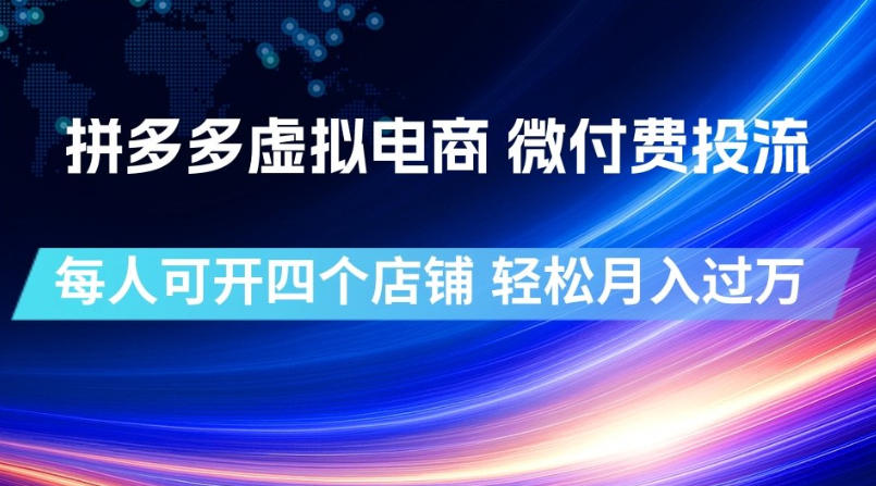 拼多多虚拟电商，微付费投流玩法，每人可开四个店，轻松月入过1W【揭秘】-dabaowz