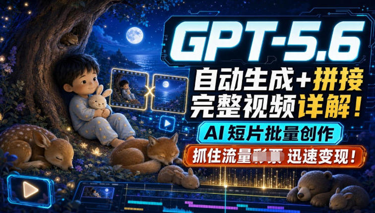 GPT-5.6自动生成＋拼接完整视频详解，AI短片批量创作，抓住流量迅速变现！-dabaowz