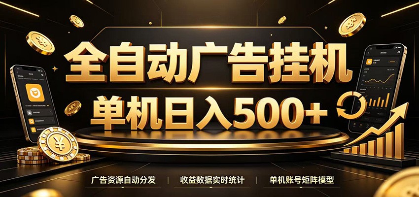 全自动广告挂机，每天24小时不停的去看广告获取收益，单机500＋-dabaowz