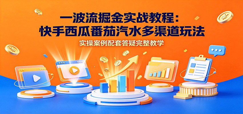一波流掘金实战教程：快手西瓜番茄汽水多渠道玩法，实操案例配套答疑完整教学-dabaowz