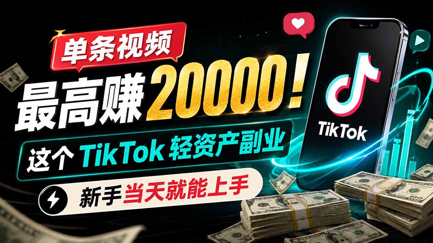 单条视频最高赚 20000！这个 TikTok 轻资产副业，新手当天就能上手-dabaowz