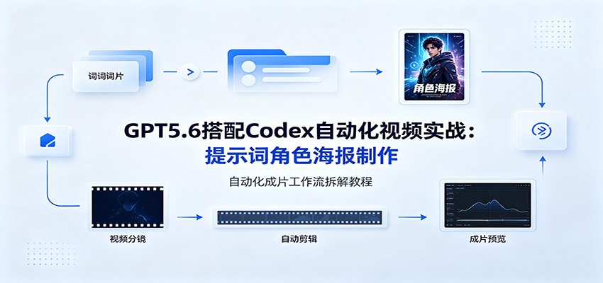GPT5.6搭配Codex自动化视频实战：提示词角色海报制作，自动化成片工作流拆解教程-dabaowz