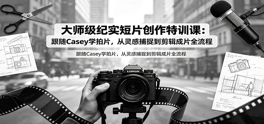大师级纪实短片创作特训课：跟随Casey学拍片，从灵感捕捉到剪辑成片全流程-dabaowz