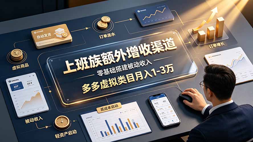 上班族额外增收渠道，零基础搭建被动收入，多多虚拟类目月入 1-3 万-dabaowz