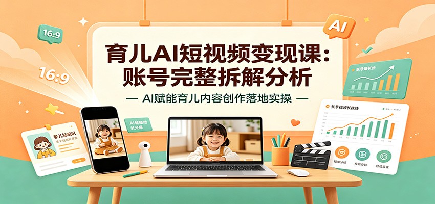 育儿AI短视频变现课：账号完整拆解分析，AI赋能育儿内容创作落地实操-dabaowz
