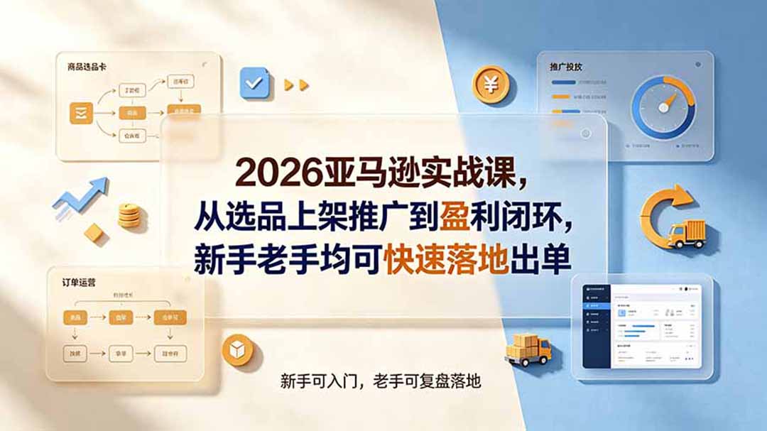2026亚马逊实战课，从选品上架推广到盈利闭环，新手老手均可快速落地出单-dabaowz