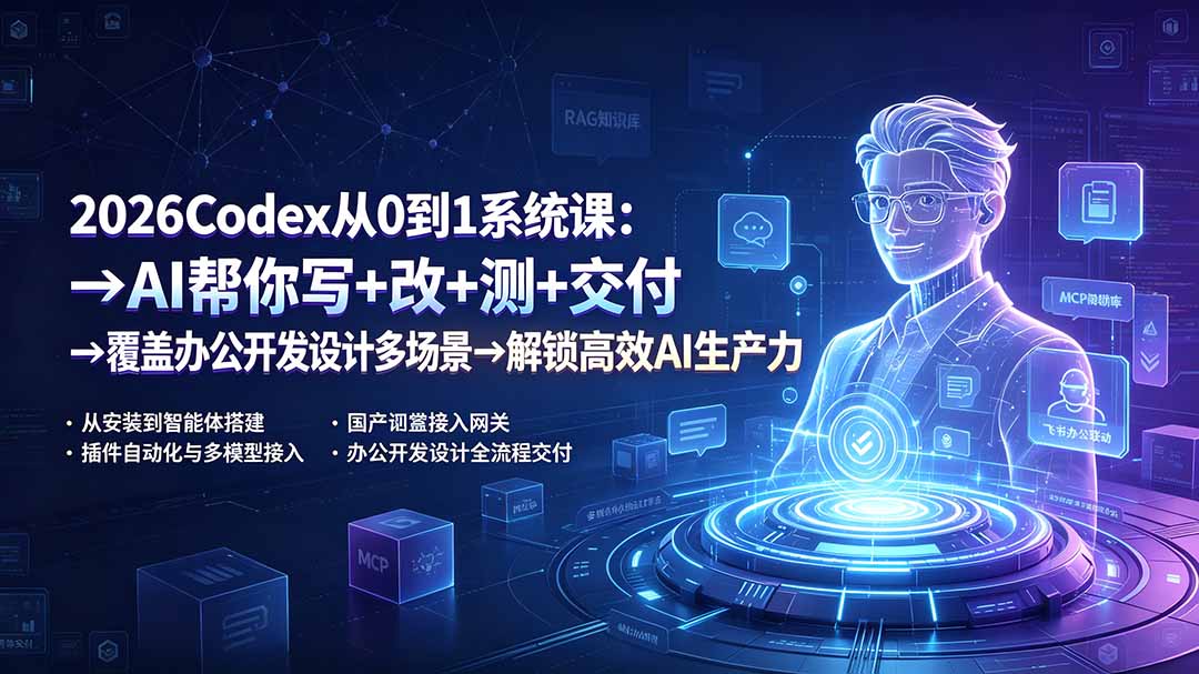 2026Codex从0到1系统课：→AI帮你写+改+测+交付→覆盖办公开发设计多场景→解锁高效AI生产力-dabaowz