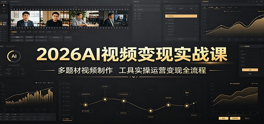2026AI视频变现实战课：多题材视频制作，工具实操运营变现全流程-dabaowz