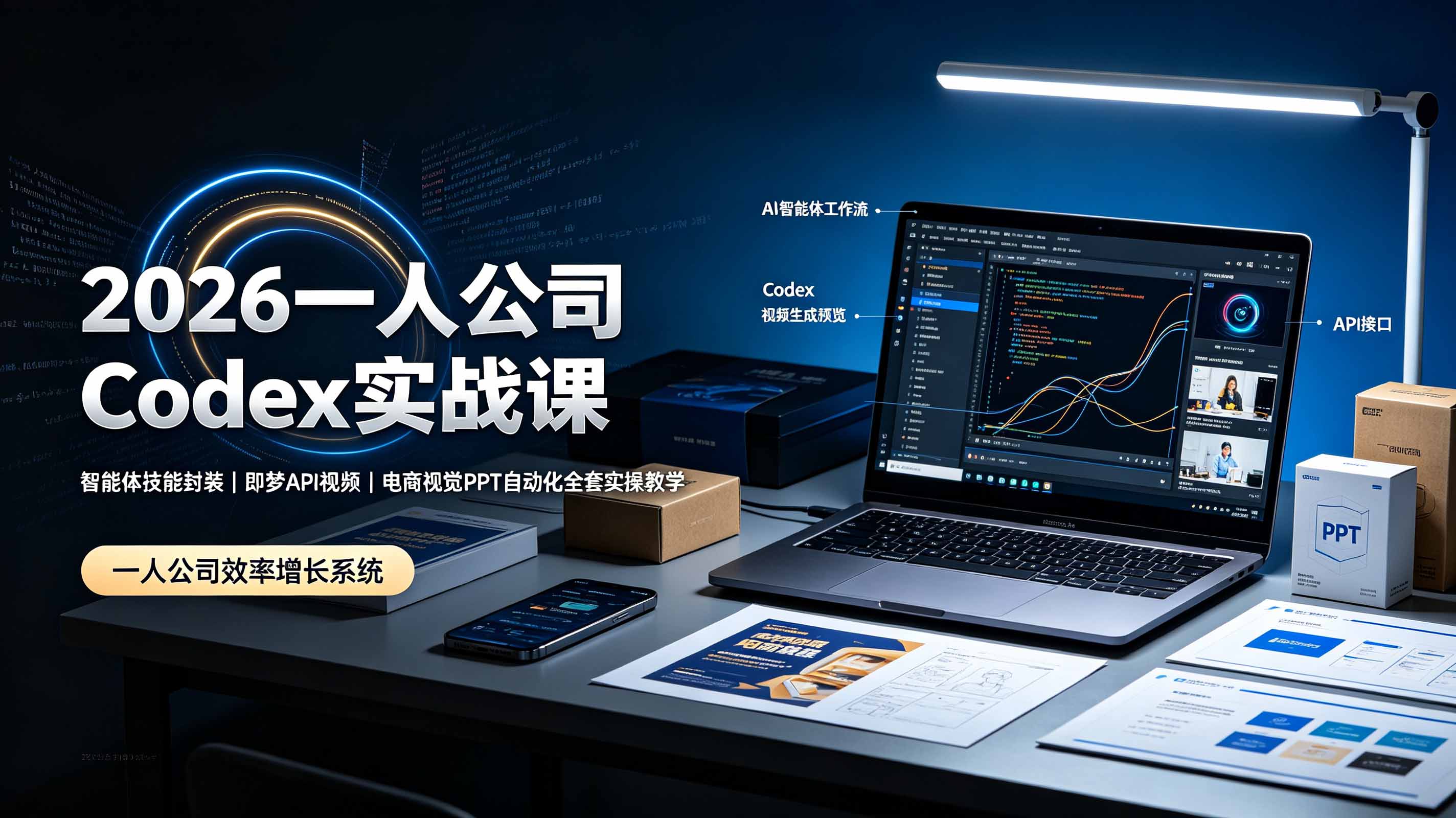 2026一人公司Codex实战课◆智能体技能封装｜即梦API视频｜电商视觉PPT自动化全套实操教学-dabaowz