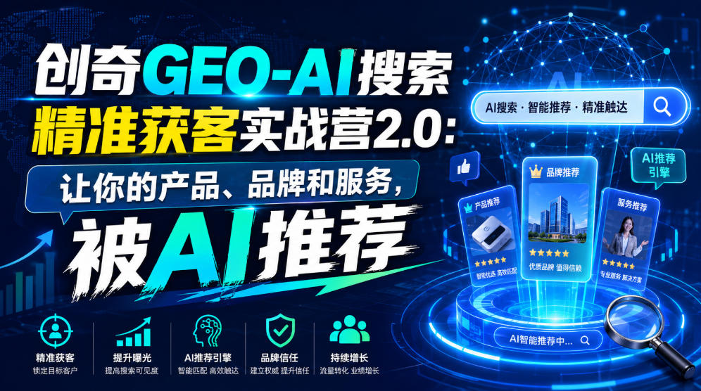 创奇GEO-AI搜索精准获客实战营2.0：让你的产品、品牌和服务，被AI推荐-dabaowz