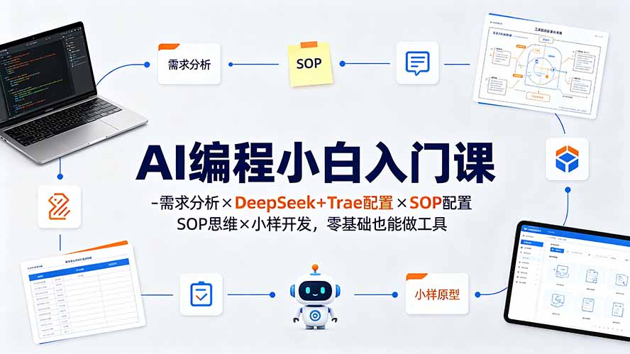 AI编程小白入门课-需求分析×DeepSeek+Trae配置×SOP思维×小样开发，零基础也能做工具-dabaowz
