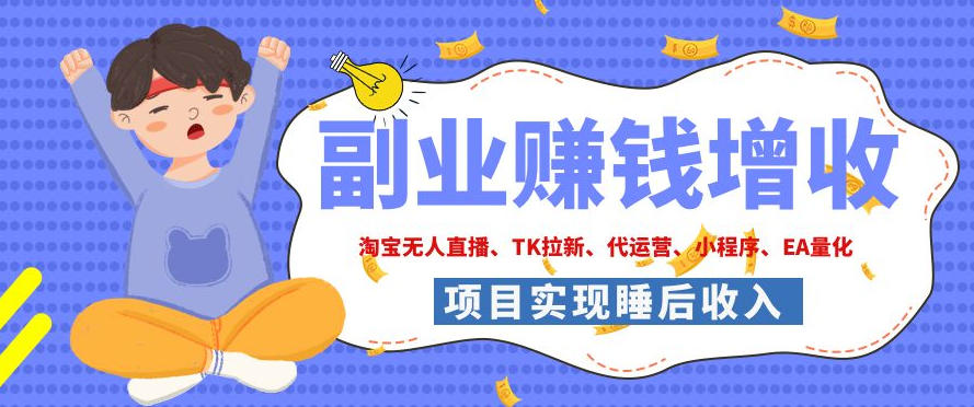 2026年多个真实落地副业项目，手把手带你搭建被动收入管道(淘宝无人直播、海外TK拉新、CSGO饰品交易、去水印小程序等)【揭秘】-dabaowz
