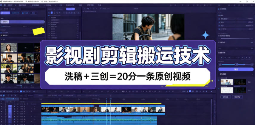 影视剧剪辑搬运技术，洗稿+三创=20分一条原创视频-dabaowz