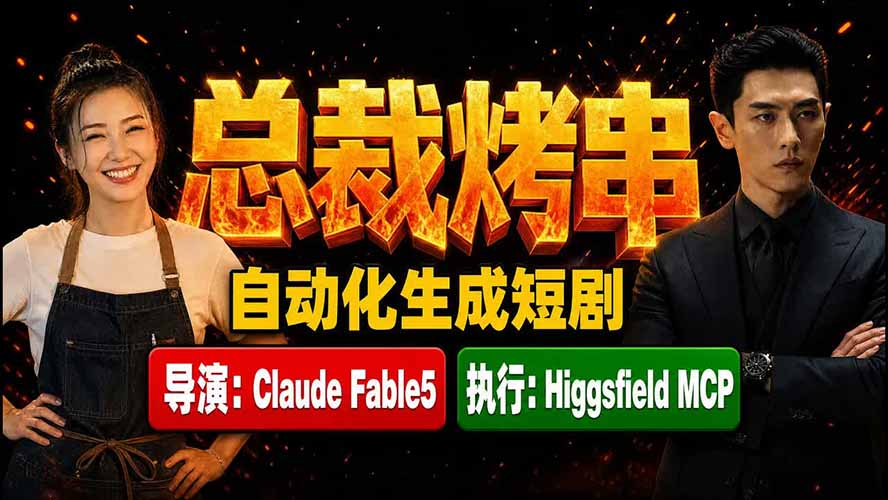 《总裁烤串》真人短剧全自动诞生！Claude Fable5 当导演，Higgsfield MCP 执行！-dabaowz