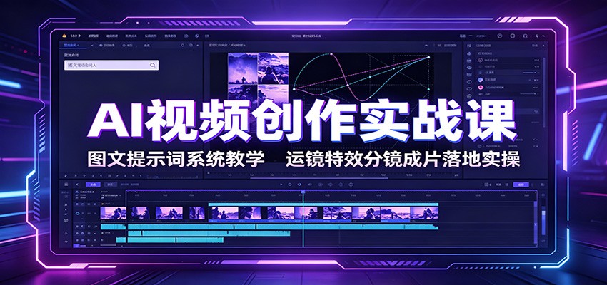 AI视频创作实战课：图文提示词系统教学，运镜特效分镜成片落地实操-dabaowz