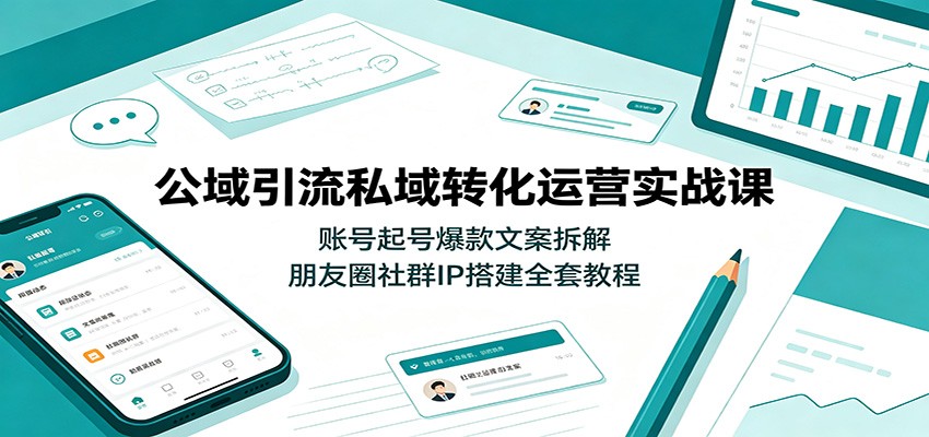 公域引流私域转化运营实战课：账号起号爆款文案拆解，朋友圈社群IP搭建全套教程-dabaowz