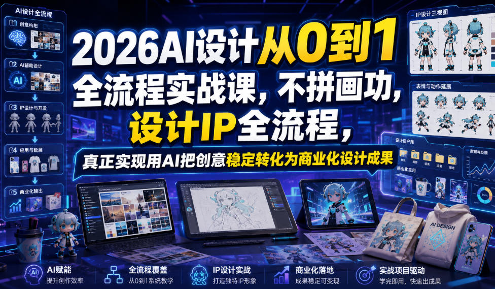 2026AI设计从0到1全流程实战课，不拼画功，设计IP全流程，真正实现用AI把创意稳定转化为商业化设计成果-dabaowz