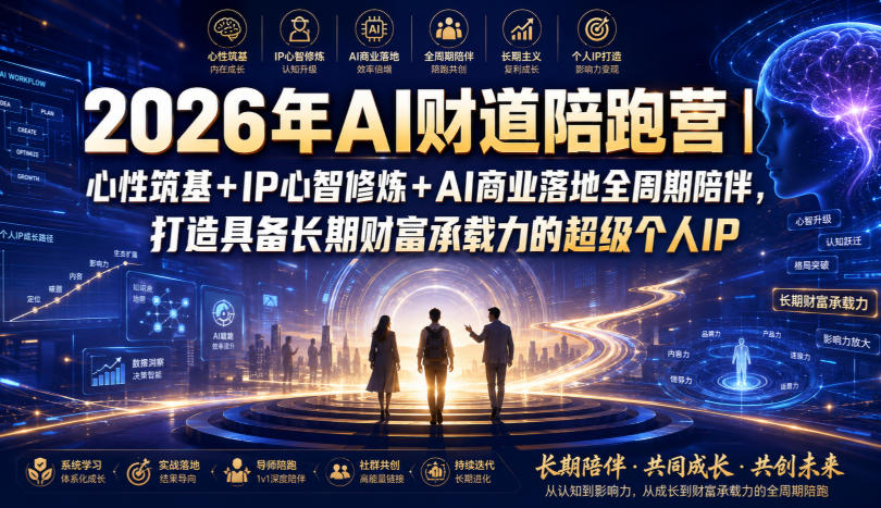 2026年AI财道陪跑营｜心性筑基+IP心智修炼+AI商业落地全周期陪伴，打造具备长期财富承载力的超级个人IP-dabaowz