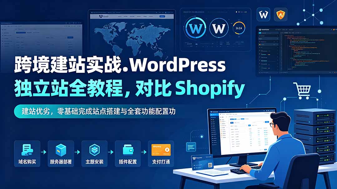 跨境建站实战：WordPress 独立站全教程，对比 Shopify 建站优劣，零基础完成站点搭建与全套功能配置-dabaowz