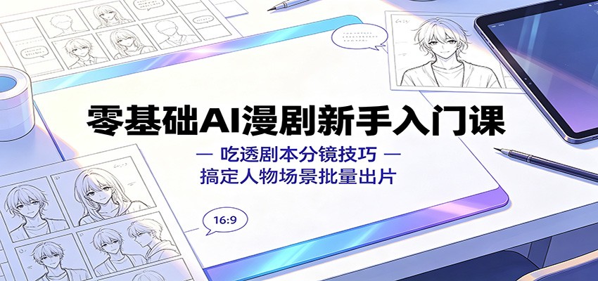 零基础AI漫剧新手入门课：吃透剧本分镜技巧，搞定人物场景批量出片-dabaowz