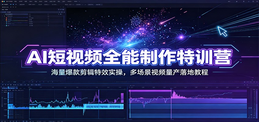 AI短视频全能制作特训营：海量爆款剪辑特效实操，多场景视频量产落地教程-dabaowz