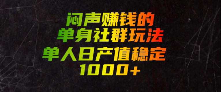 闷声賺钱的单身社群玩法，单人日产值稳定1000+【揭秘】-dabaowz