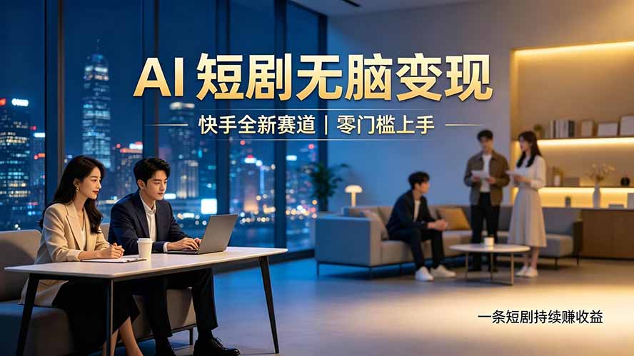 别乱找副业了，快手 AI 短剧零门槛长久被动增收-dabaowz