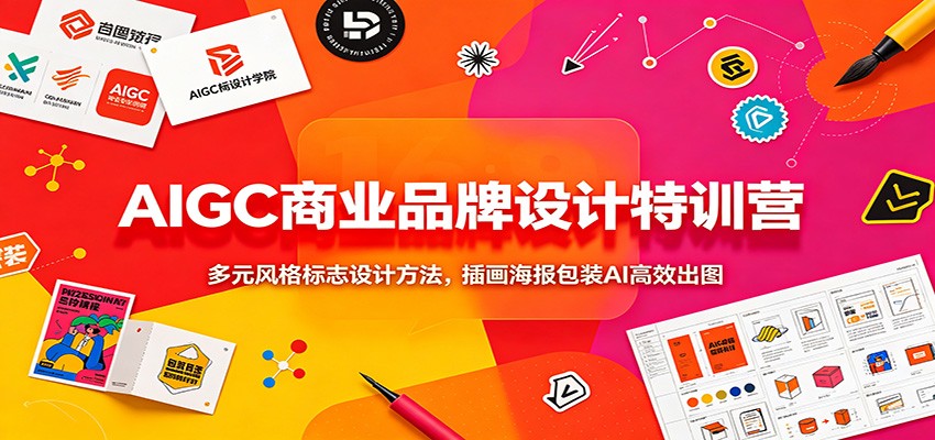 AIGC商业品牌设计特训营：多元风格标志设计方法，插画海报包装AI高效出图-dabaowz