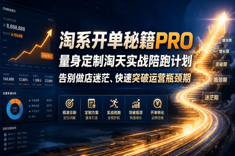 淘系开单秘籍PRO，量身定制淘天实战陪跑计划，告别做店迷茫、快速突破运营瓶颈期(更新20260728)-dabaowz