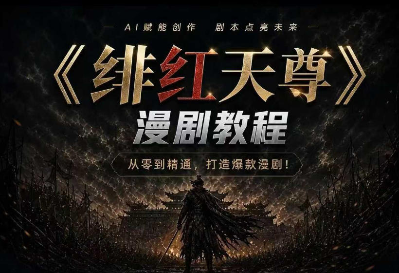 绯红天尊AI漫剧系统教程｜从零入门到精通，工具运用+剧本创作+爆款逻辑+提示词素材+镜头剪辑，全套爆款漫剧落地实战课-dabaowz