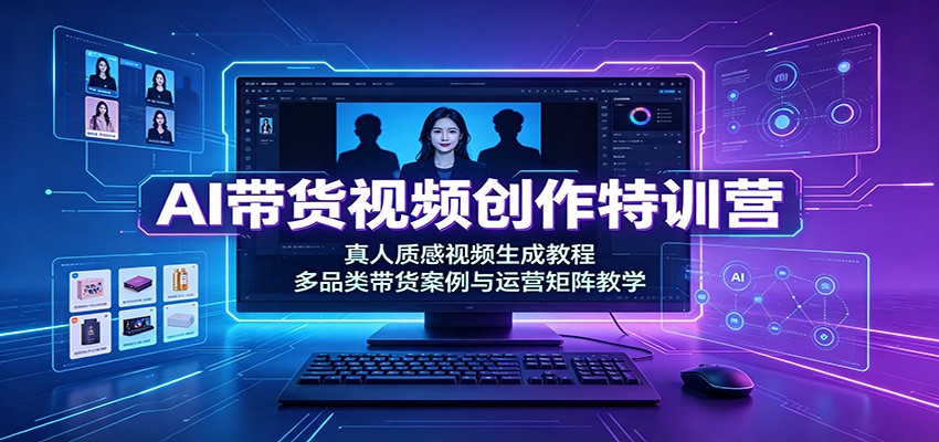 AI带货视频创作特训营：真人质感视频生成教程，多品类带货案例与运营矩阵教学-dabaowz
