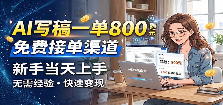 AI写稿一单800，免费接单渠道，一单一结几十到上千，新手当天上手-dabaowz