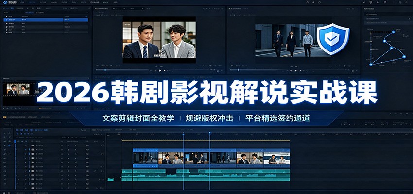 2026韩剧影视解说实战课：文案剪辑封面全教学，规避版权冲击平台精选签约通道-dabaowz