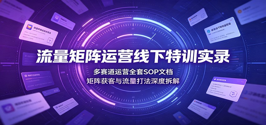 流量矩阵运营线下特训实录：多赛道运营全套SOP文档，矩阵获客与流量打法深度拆解-dabaowz